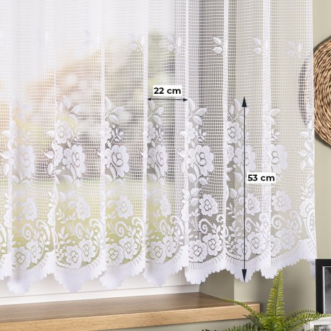 Firanka żakardowa ze wzorem pasowym, wys. 160cm, kolor biały 044330/000/001/000160/1
