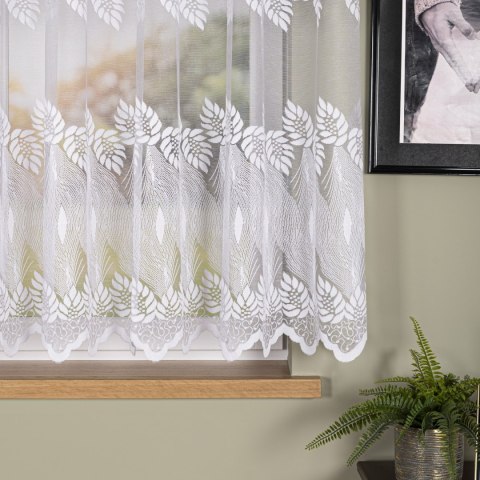 Firanka żakardowa ze wzorem pasowym, wys. 160cm, kolor biały 049365/000/001/000160/1