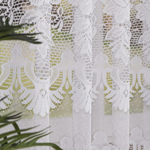 Firanka żakardowa ze wzorem pasowym, wys. 170cm, kolor biały 361270/000/001/000170/1