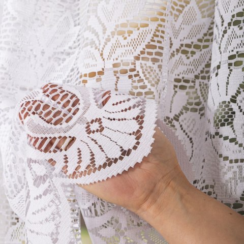 Firanka żakardowa ze wzorem pasowym, wys. 170cm, kolor biały 361270/000/001/000170/1