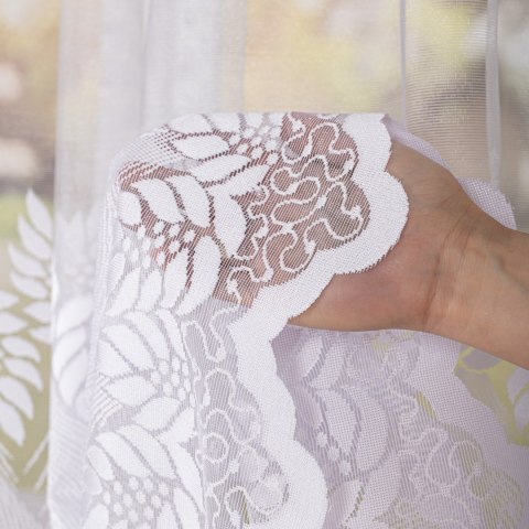 Firanka żakardowa ze wzorem pasowym, wys. 180cm, kolor biały 049365/000/001/000180/1