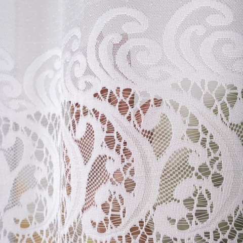 Firanka żakardowa ze wzorem pasowym, wys. 180cm, kolor biały 107871/000/001/000180/1