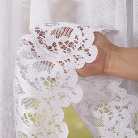 Firanka żakardowa ze wzorem pasowym, wys. 180cm, kolor biały 107871/000/001/000180/1