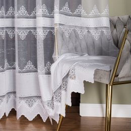 Firanka żakardowa ze wzorem pasowym, wys. 250cm, kolor biały 107363/000/001/000250/1