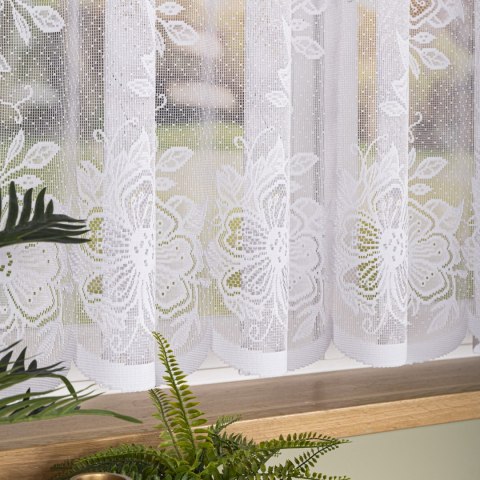 Firanka żakardowa ze wzorem po całości, wys. 155cm, kolor biały 004713/000/001/000155/1