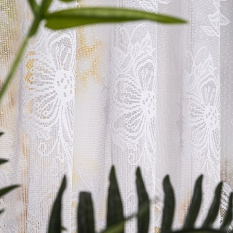 Firanka żakardowa ze wzorem po całości, wys. 155cm, kolor biały 004713/000/001/000155/1