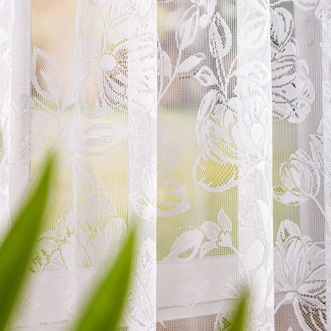 Firanka żakardowa ze wzorem po całości, wys. 170cm, kolor biały 037800/000/001/000170/1