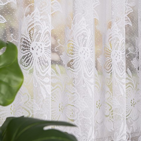 Firanka żakardowa ze wzorem po całości, wys. 175cm, kolor biały 004713/000/001/000175/1