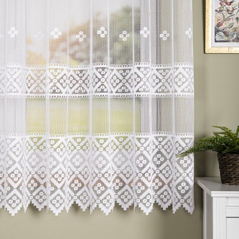 Firanka żakardowa ze wzorem po całości, wys. 175cm, kolor biały 011450/000/001/000175/1