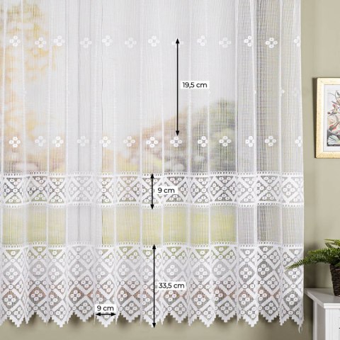 Firanka żakardowa ze wzorem po całości, wys. 175cm, kolor biały 011450/000/001/000175/1