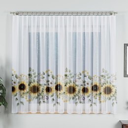 SŁONECZNIKI Firanka z ołowianką WOAL, wys. 157cm, kolor biały D00311/WOA/001/000157/1