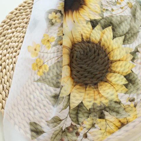 SŁONECZNIKI Firanka z ołowianką WOAL, wys. 157cm, kolor biały D00311/WOA/001/000157/1