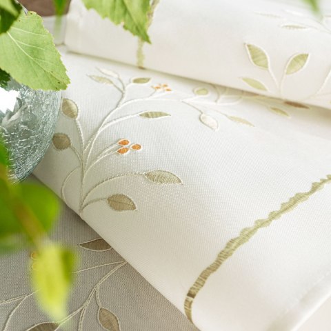 ZIELONA MELODIA Bieżnik z haftem, 38x160cm, kolor biały 291829/KSP/L01/038160/1