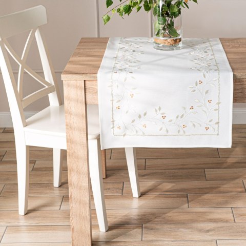 ZIELONA MELODIA Bieżnik z haftem, 50x100cm, kolor biały 291829/KSP/L01/050100/1