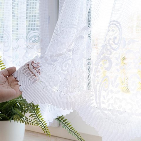 Zazdrostka żakardowa ze wzorem pasowym, wys. 70cm, kolor biały 044330/000/001/000070/1