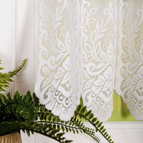 Zazdrostka żakardowa ze wzorem po całości, wys. 40cm, kolor biały 362770/000/001/000040/1