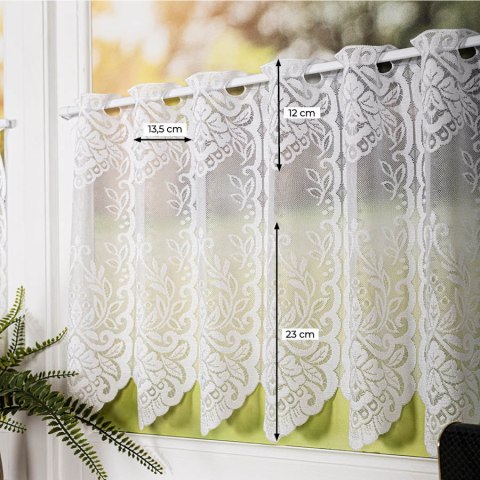 Zazdrostka żakardowa ze wzorem po całości, wys. 40cm, kolor biały 362770/000/001/000040/1