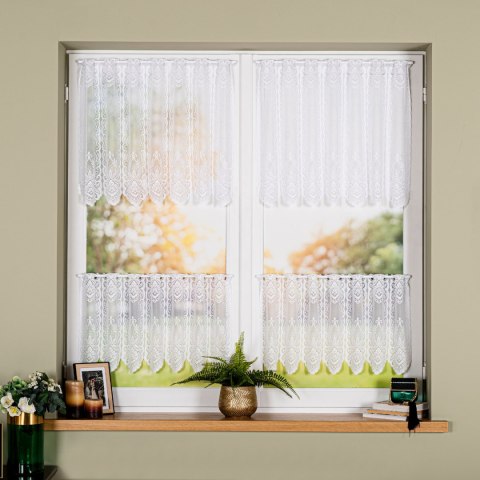 Zazdrostka żakardowa ze wzorem po całości, wys. 60cm, kolor biały 362770/000/001/000060/1