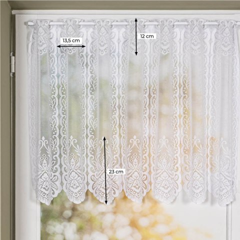 Zazdrostka żakardowa ze wzorem po całości, wys. 60cm, kolor biały 362770/000/001/000060/1