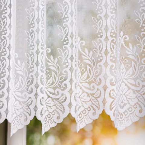 Zazdrostka żakardowa ze wzorem po całości, wys. 80cm, kolor biały 362770/000/001/000080/1